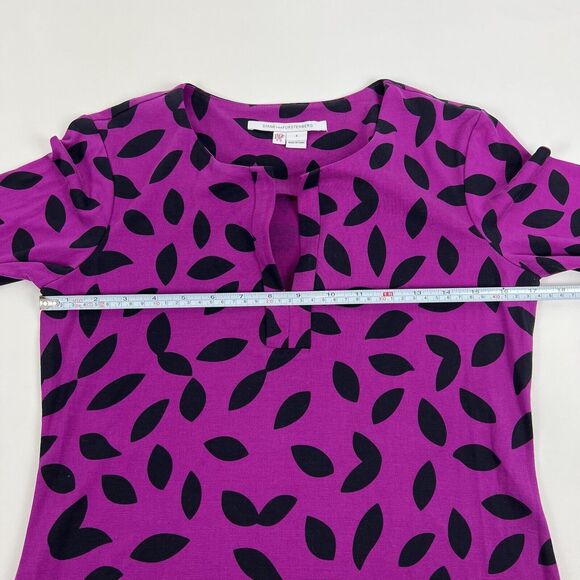 DIANE VON FURSTENBERG Reina Mini Dress Long Sleeve Purple Sheath Silk Size 4 DVF - Picture 7 of 12